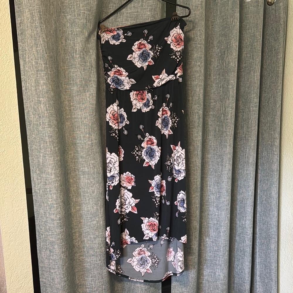 Maurices Pink and White Strapless Dress